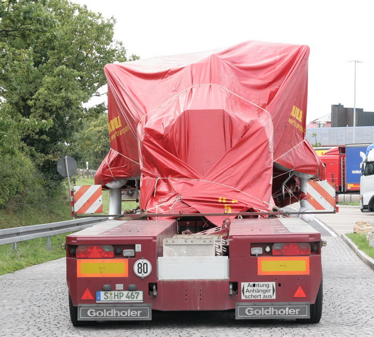 Paule MB Actros 4160 mit Goldhofer THP Tiefbettauflieger mit Generator - Copyright: www.olli80.de